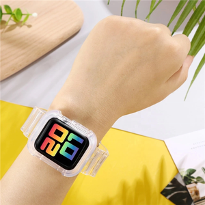 สายรัดข้อมือใสสำหรับ IWatch Men,เคสใส TPU สำหรับ <span class=keywords><strong>Apple</strong></span> <span class=keywords><strong>Watch</strong></span> 38 40 42 44มม. Series 6 SE 5 4 3 2 1 - Product Image 3