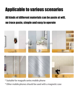 Soporte de teléfono de aleación de aluminio con imán N52 fuerte montable en pared con 2 pegatinas de anillo de Metal Compatible con iPhone Android para cama de escritorio - Product Image 5