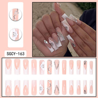 Juego de Uñas Postizas de Alta Calidad al por Mayor, Forma de Ataúd, Material ABS, con Diseño de Arte de Uñas DIY para Dedos