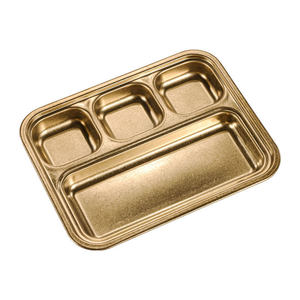 จานบาร์บีคิวสแตนเลส 304 สไตล์เรโทร ทรงสี่เหลี่ยมผืนผ้า แบ่งเป็นสี่ช่อง สำหรับเสิร์ฟปาร์ตี้ สเต็ก ของว่าง - Product Image 3