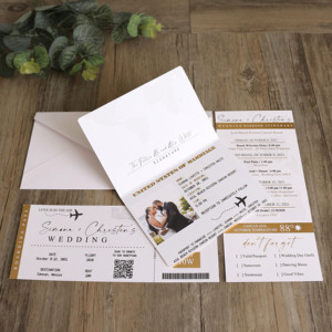 Invito a nozze con carta d'imbarco carnet di stampa creativa personalizzata - Product Image 1