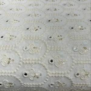 Viscos Georgette Lakhnavi telas bordadas para traje Georgette telas de trabajo bordadas teñibles para Sherwani Lahenga - Product Image 1