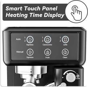 Cafetera Espresso Semiautomática con Panel LCD, 20 Bares, Multifuncional, Espumador de Leche, Estándar EU, UK, US - Product Image 6