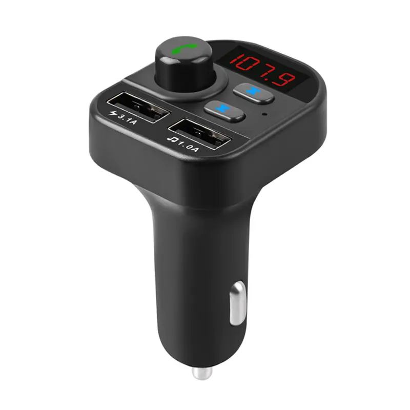 805E car kit wireless FM transmitter hands-free talk A2DP music playback 5V 1A / 3.1A dual USB car charger