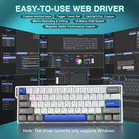Clavier de jeu mécanique filaire AULA WIN60 WIN68 HE à interrupteurs magnétiques, taux de polling 8K, faible latence, RGB personnalisable, déclenchement rapide