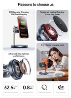 Chargeur sans fil magnétique de bureau 3 en 1 Yesido 25W à charge rapide, refroidissement par turbine, support de téléphone de charge DS40