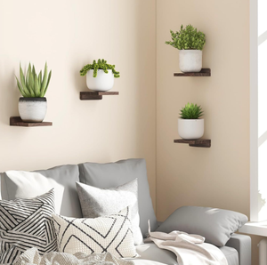 Juego de <span class=keywords><strong>4</strong></span> estantes flotantes de madera tallada rústica 5X5 pulgadas estante de almacenamiento personalizable montado en la pared para dormitorio sala de estar Baño - Product Image 2