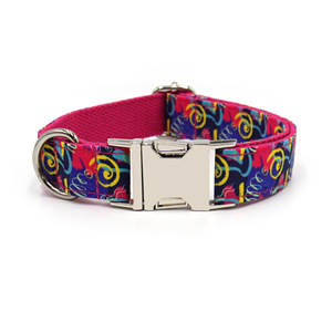 <span class=keywords><strong>Collar</strong></span> de perro de poliéster duradero, patrón floral sólido de moda, estilo táctico, hebilla de Metal - Product Image 4