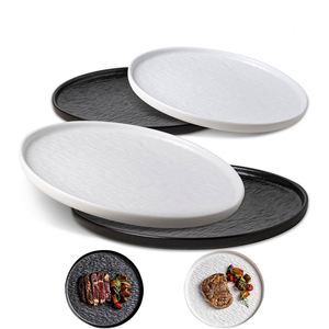 Juego de Platos de Porcelana China Ecológicos con Borde Dorado para Bodas, Vajilla Moderna de Lujo Blanca con Detalles en Oro, Apta para Alimentos y Duradera - Product Image 1