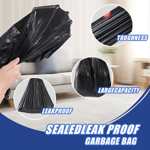 Okiss Drawstring Garbage Bags 150L Extra Thick Black <b>Plastic</b> Waste Bags for <b>Kitchen</b> Trash <b>Bin</b> Use - Product Image 3