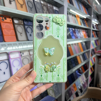 Casing HP iPhone 17 Pro Max Jelly 2 in 1 Glossy Bow Applique Motif Kupu-kupu Bingkai Abu-abu Manis Lucu Grosir