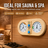 Termometer Higrometer Kayu 3 in 1 dengan Pengatur Waktu Pasir, Pengukur Suhu dan Kelembapan yang Dipasang di Dinding untuk Ruang Sauna