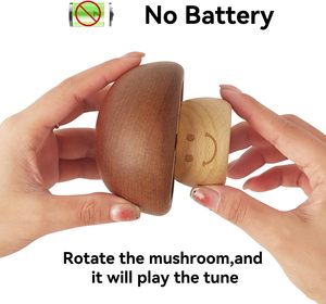 Caja de música de madera con forma de hongo, caja de música con cara sonriente, mini caja de música de madera, linda caja de música - Product Image 2