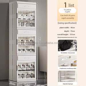 6 Tier gấp rõ ràng có thể gập lại chống bụi PP + HIPS giá Stackable Giày trường hợp lưu trữ Organizer container Box với biểu tượng tùy chỉnh - Product Image 2