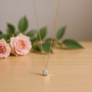 Collana in Acciaio Inossidabile con Diamante Virgo, Placcata in Oro 18K, Gioielli da Donna - Product Image 2