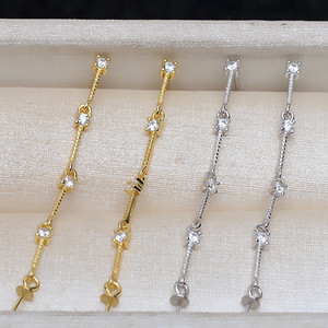 S925 Silver Long Tassel Ear <b>Hook</b> Three Chain O-Chain <b>Earrings</b> DIY Pearl Ear <b>Hook</b> Accessories Empty Jewelry Findings Components - Product Image 1