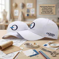 Gorras deportivas OEM cómodas al por mayor, gorras de papá de lujo desgastadas de 6 paneles, gorras de béisbol unisex con logotipo de parche tejido y bordado personalizado
