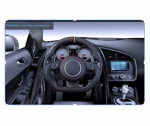 Volante Deportivo de Fibra de Carbono para Au/<span class=keywords><strong>di</strong></span>, Modificación R8/TTRS, Base Plana con LED, Cuero de Alta Calidad - Product Image 4