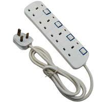 Rallonge électrique britannique 4 voies 13A 250V avec interrupteurs individuels - Approuvé BS1363, multiprise britannique 4 prises