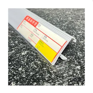 Penutup jernih pegangan Label Strip informasi bersudut jepret warna-warni dudukan Tag jepret Strip Data PVC untuk rak Freezer