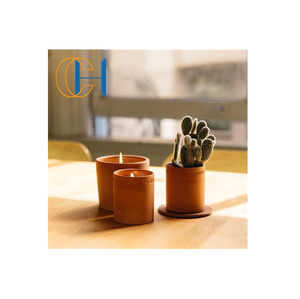 Pots à bougies en terre cuite, récipients à bougies en argile, porte-bougie rustiques faits à la main pour la décoration de la maison, centre de table et ambiance extérieure - Product Image 3