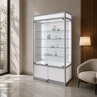 Vitrine de présentation de bijoux blanche lumineuse personnalisée avec étagères et serrure pour magasin de bijoux en gros