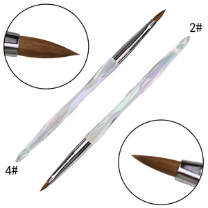 Pinceau à ongles en gel UV transparent avec manche diamant, pinceau plat pour nail art, poils en Kolinsky et nylon, grand stylo de peinture - Product Image 2