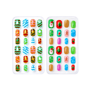Set de Uñas Postizas Navideñas para Niñas, Uñas Falsas Hechas a Mano, Autoadhesivas, Sin Pegamento, con Logotipo Personalizado, Kit de Uñas al por Mayor para Niñas - Product Image 3