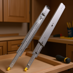 Guide per cassetti a estrazione totale da 18 pollici con chiusura ammortizzata, cuscinetti a sfera in acciaio, capacità di carico 31-50 kg, per casa, bar, design industriale - Product Image 2
