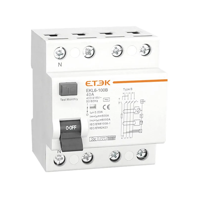 ETEC 4P EKL6-100B tipo B RCD RCCB corrente residua 30mA 40A RCCB per caricabatterie EV