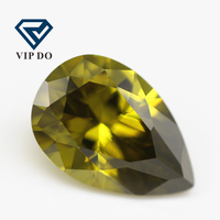 Pierres précieuses synthétiques en zircon cubique, taille de poire/péridot foncé, grade 5A, 2x3mm-10x14mm, en vrac, coupe à facettes, pierres CZ en forme de poire
