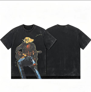 T-shirt a maniche corte lavata effetto vintage, vestibilità ampia, per uomo e donna, taglie forti, collezione 2026 - Product Image 5