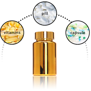 130ml 150ml gold galvani sierter pharmazeuti scher Pillen behälter für Haustiere, leere Plastik kapsel flasche mit goldener Tektor kappe - Product Image 3