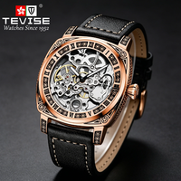 Montre mécanique automatique squelette pour homme TEVISE, mouvement tourbillon, étanche 3ATM, vente en gros