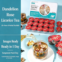 Teh Herbal Dandelion Rose Licorice Kaleng Kecil Teh Bunga Kemasan Kantong Teh Terbungkus Individual Layanan Label Pribadi Khusus