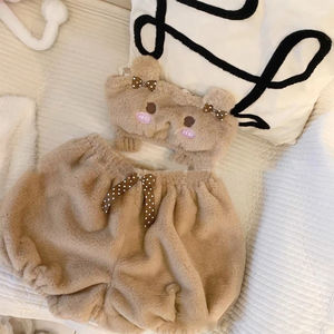 YuBon Cartoon-Bär Plüsch-Pyjama-Set BH Kürbis-Shorts Panty Winter Flauschig Gepolstertes Tube-Top Unterwäsche Anime Dessous-Sets für Mädchen - Product Image 4