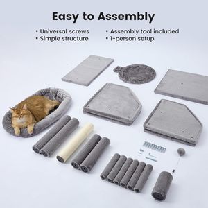 Nhiệm Vụ Nặng Nề Mèo Cây Cho Trung Bình-Lớn Mèo 2.8in Gỗ Sang Trọng Giấy Bài Viết Có Thể Giặt Hàng Đầu Perches Tiết Kiệm Không Gian Mèo Tháp - Product Image 5