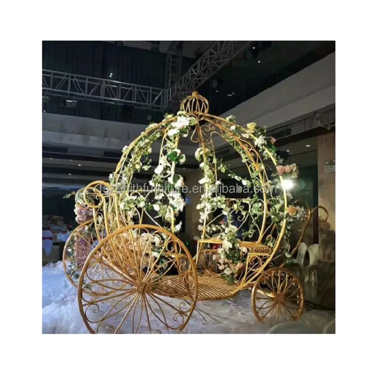 Düğün dekorasyon centerpiece altın metal cep tel prenses kabak at arabası külkedisi arabası şeker sepeti