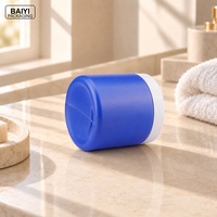 Pot de crème pour le visage rond de 500 ml, couvercle à vis blanc, pots en plastique PE bleu mat avec couvercles, emballage pour soins personnels, OEM ODM, large ouverture