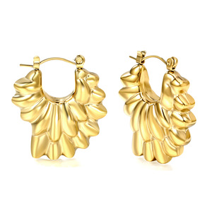 Pendientes de Aro en Forma de Pétalo, Chapados en Oro, de Acero Inoxidable, Joyería de Moda para Uso Diario de Mujer - Product Image 3