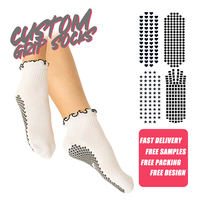 Échantillon gratuit quantité minimale de commande bas Chaussette de yoga pilates à logo personnalisé Chaussette de yoga antidérapante pour femmes Chaussettes de yoga à volants personnalisées