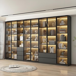 رف كتب عصري عالي الجودة قابل للتخصيص من الفولاذ المقاوم للصدأ مقاوم للرطوبة خزانة كتب قائمة على الأرض لغرفة النوم - Product Image 1