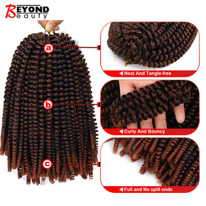Tresses synthétiques de 8 pouces, <span class=keywords><strong>cheveux</strong></span> crépus bouclés de printemps - Product Image 3