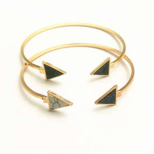 JH-01 Joyería de Moda, Pulseras de Mármol Turquesa con Diseño Geométrico Triangular y Redondo, Brazalete Sencillo para Chicas - Product Image 3