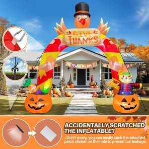 Arche gonflable de 3,6 m en forme de dinde pour Thanksgiving avec éclairage LED, décoration extérieure gonflable pour la récolte d'automne et la fête de Thanksgiving - Product Image 3