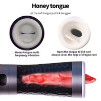 Deep Throat Saug- und Vibrations-Oralsex-Spielzeug mit Zungensimulation, Freihändiger Automatischer Masturbator für Männer