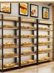 Oem מתכת עץ מאפיית מתלה תצוגת מציגה לחם מתלה מאפיית תצוגת ארון מאפה לחם מדף מדף תצוגת סופרמרקט - Product Image 2