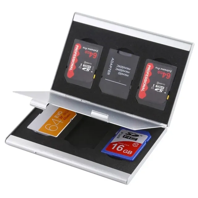 Aluminum SD Card Case TF Card Box Holder Protective Storage Organizer for Electronics Camera GPS