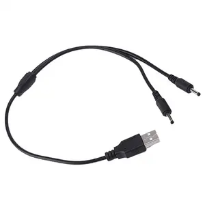 Kabel daya DC 2 in 1, kabel daya USB 2.0 tipe A Male ke DC 5.5*2.5mm 5525 DC 3.5*1.35mm