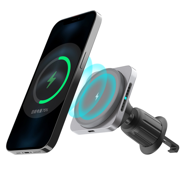 Best Selling Zinc Alloy Silicone Metal 15W Magnetic Phone Holder Car Wireless Charger Mount for iPhone 13 14 15 16 Pro Max